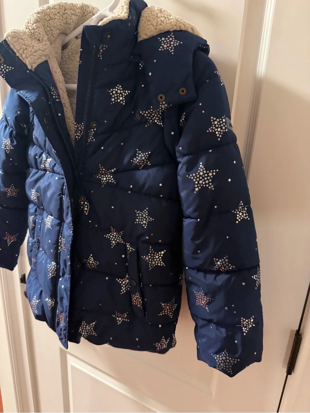 Joules Kids Puffer Jacket with Sherpa Hood
